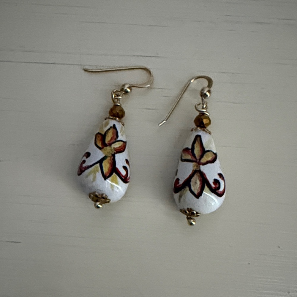 Hand-Painted Drop Earrings Made in Italy
